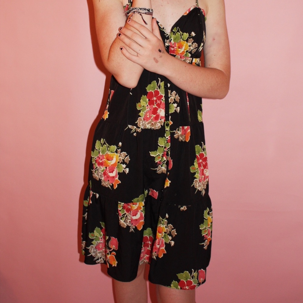 American Eagle Black Floral Mini Dress - Picture 5 of 5